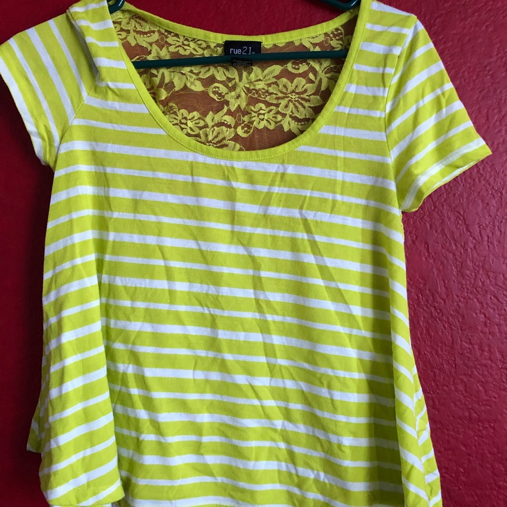 Green and white tee w/ lace back